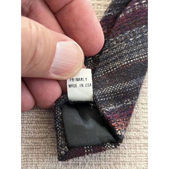 Vintage Necktie Mens Classic Stripe Wool Blend Made USA 57in Wide Gray Burgundy - Picture 4 of 5